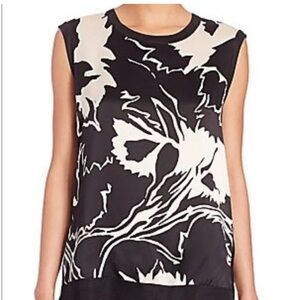 rag & bone x Liberty silk black and white floral sleeveless, size XL